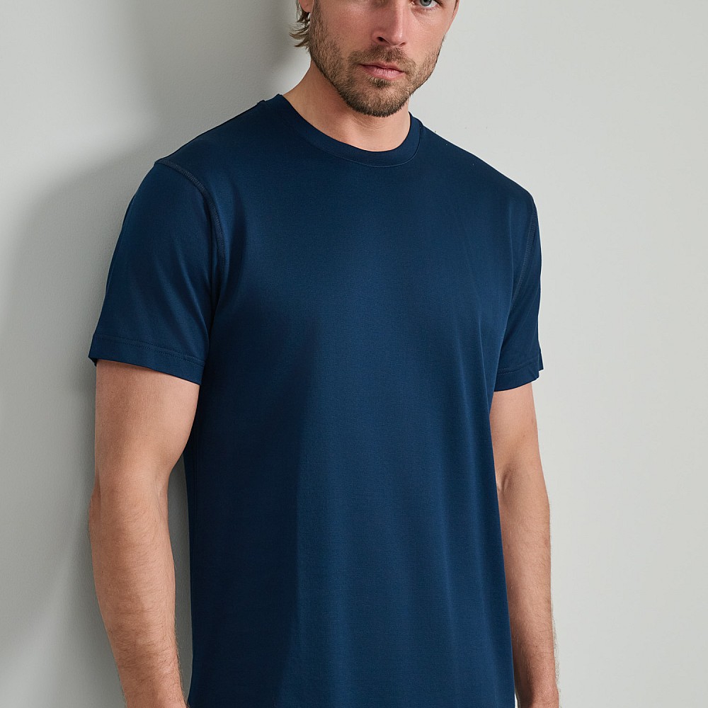 Navy & Green Ανδρικό T-Shirt Custom Fit 100% Βαμβάκι