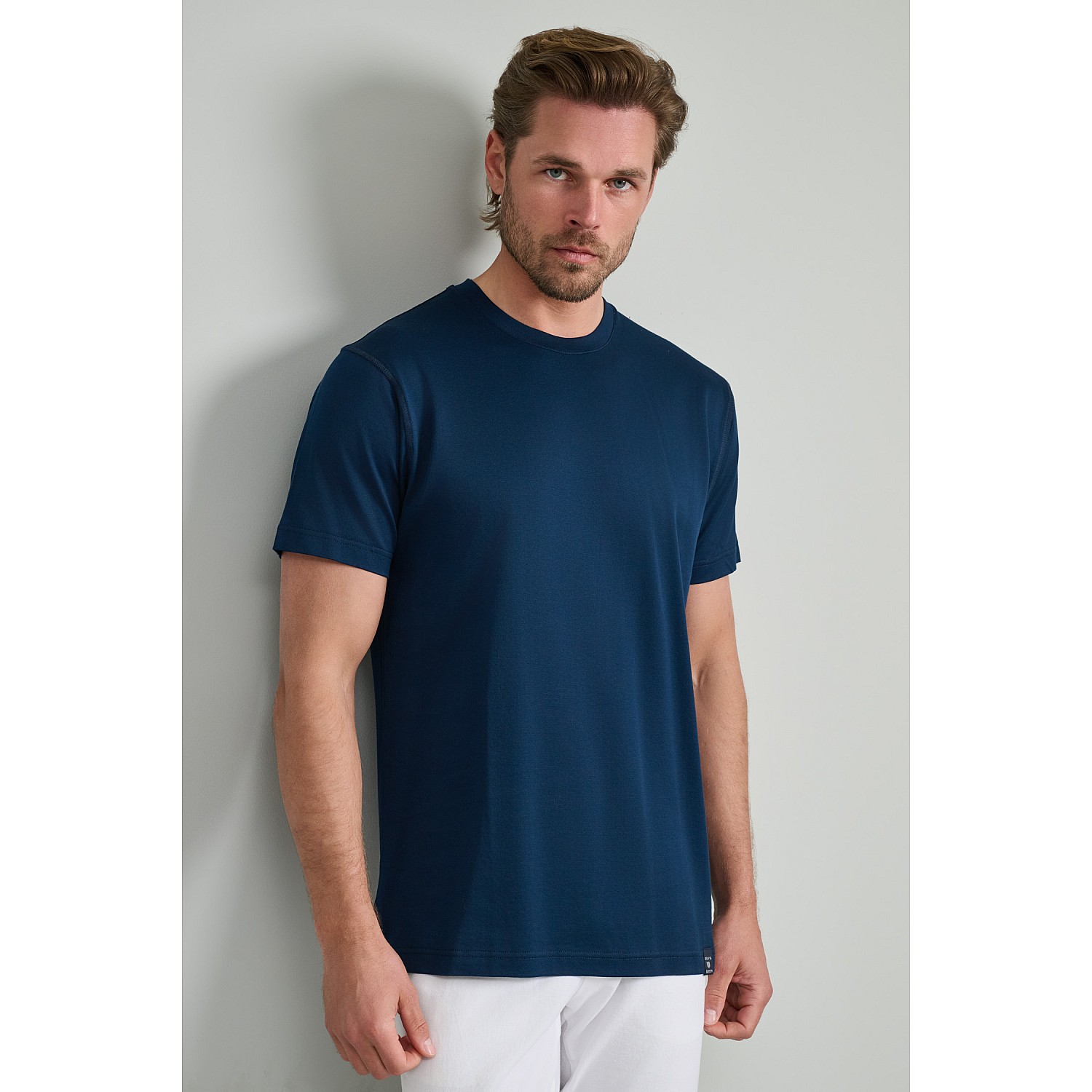Navy & Green Ανδρικό T-Shirt Custom Fit 100% Βαμβάκι