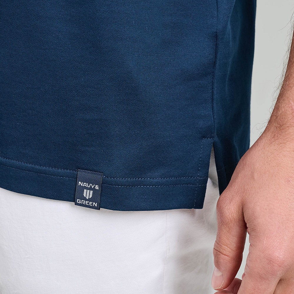 Navy & Green Ανδρικό T-Shirt Custom Fit 100% Βαμβάκι