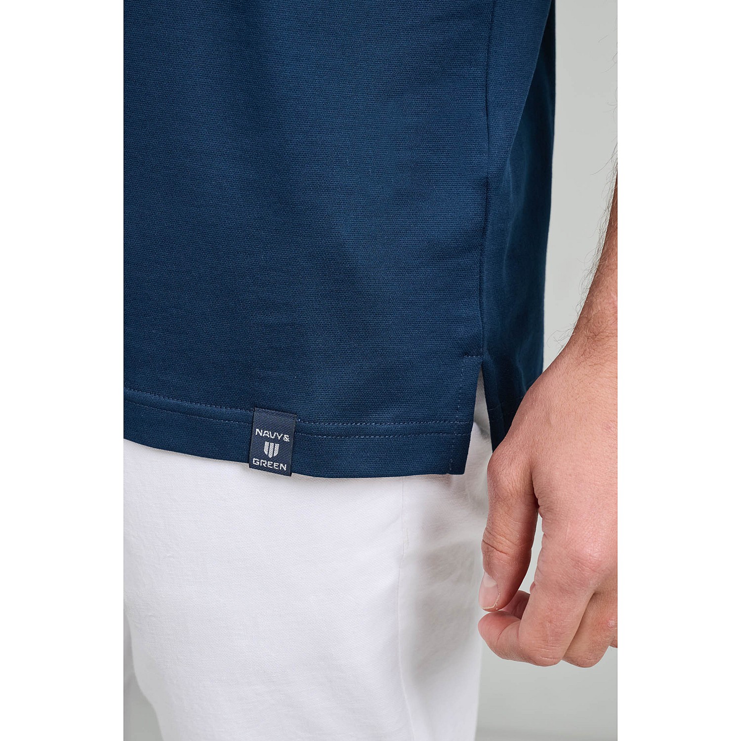 Navy & Green Ανδρικό T-Shirt Custom Fit 100% Βαμβάκι