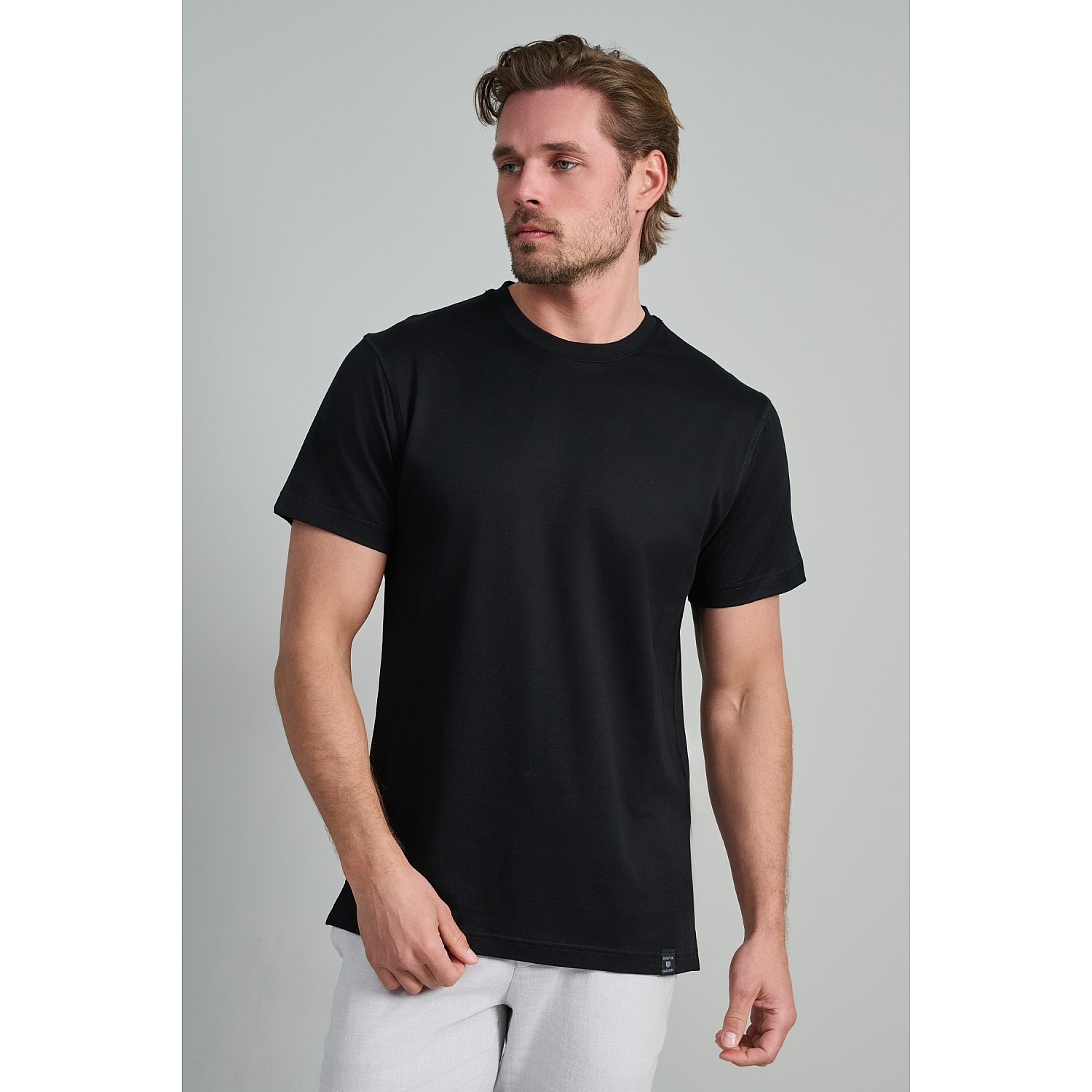 Navy & Green Ανδρικό T-Shirt Custom Fit 100% Βαμβάκι
