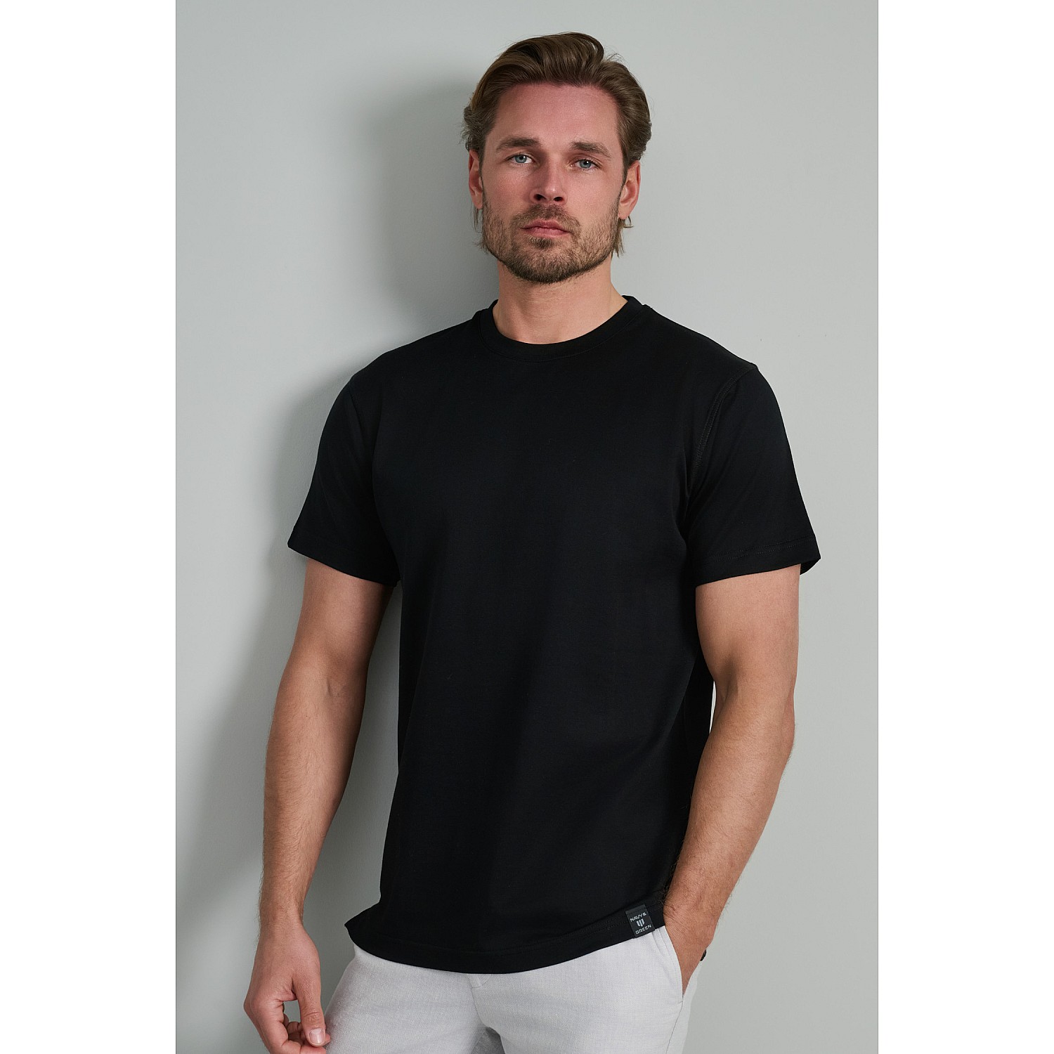 Navy & Green Ανδρικό T-Shirt Custom Fit 100% Βαμβάκι