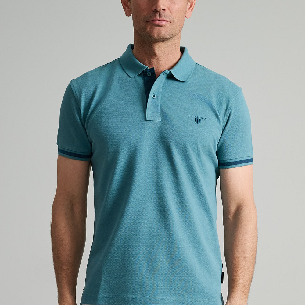 Navy & Green Ανδρική Μπλούζα Polo 100% Βαμβάκι