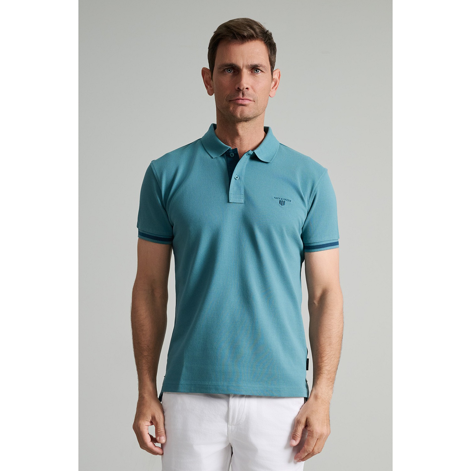 Navy & Green Ανδρική Μπλούζα Polo 100% Βαμβάκι