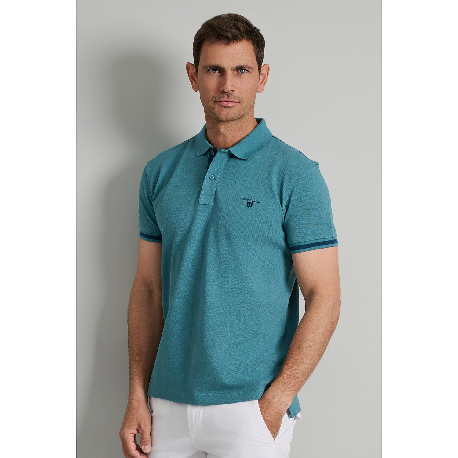 Navy & Green Ανδρική Μπλούζα Polo 100% Βαμβάκι