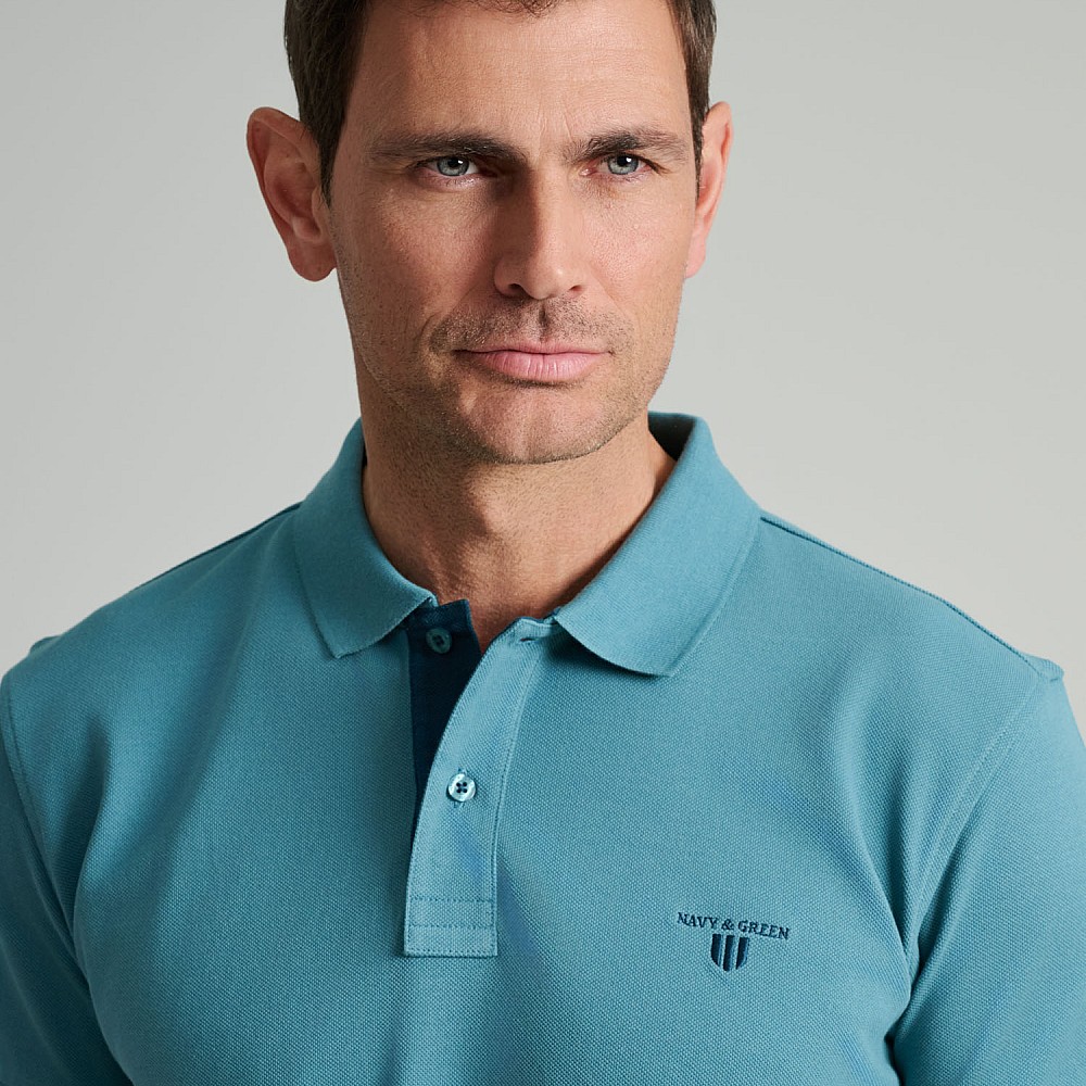 Navy & Green Ανδρική Μπλούζα Polo 100% Βαμβάκι