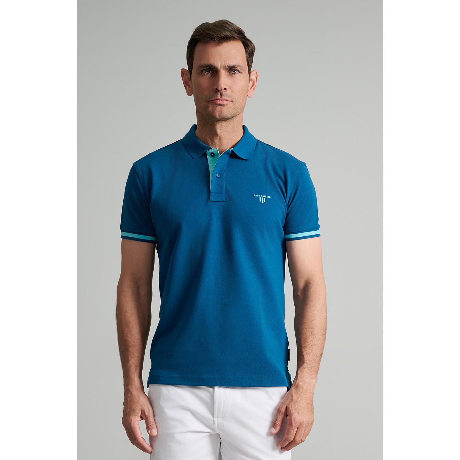 Navy & Green Ανδρική Μπλούζα Polo 100% Βαμβάκι