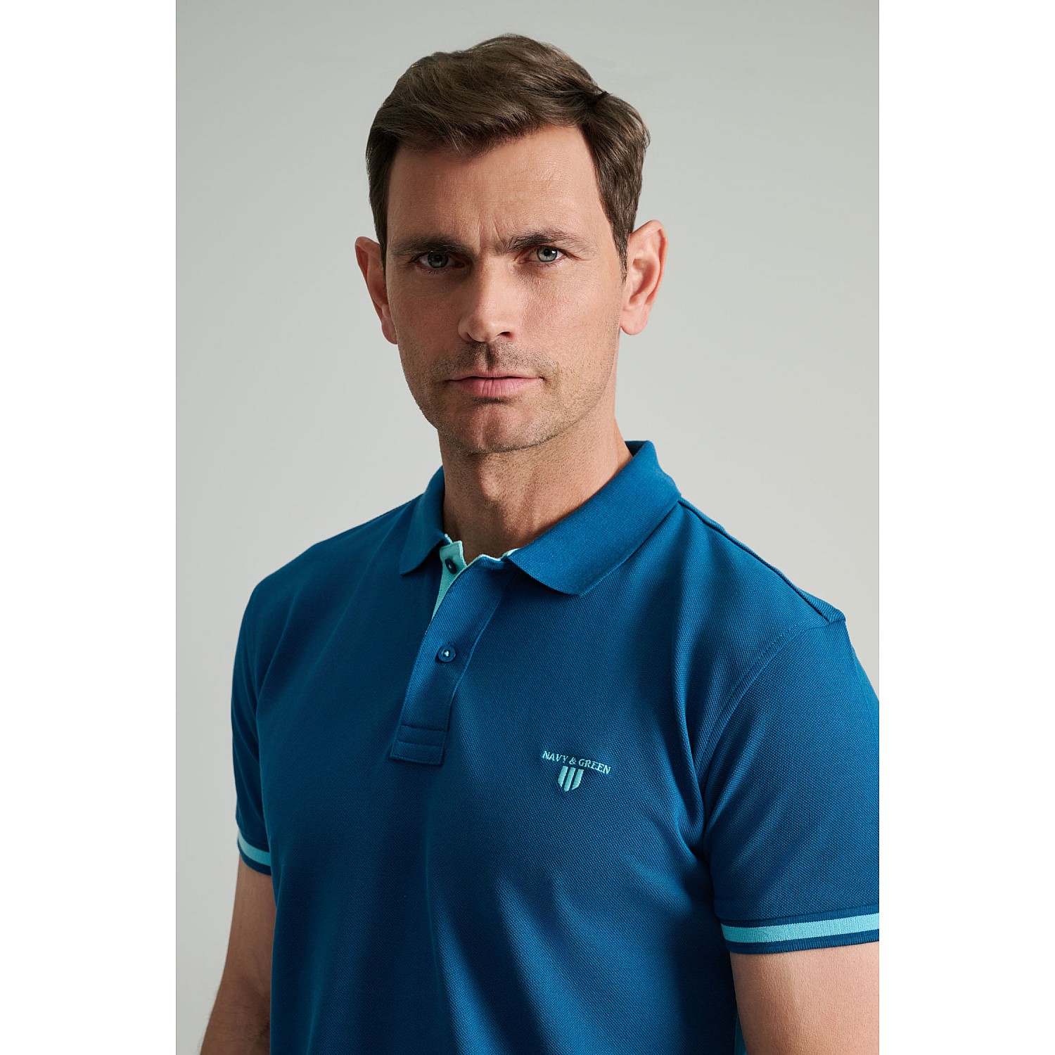 Navy & Green Ανδρική Μπλούζα Polo 100% Βαμβάκι