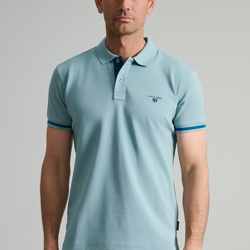 Navy & Green Ανδρική Μπλούζα Polo 100% Βαμβάκι