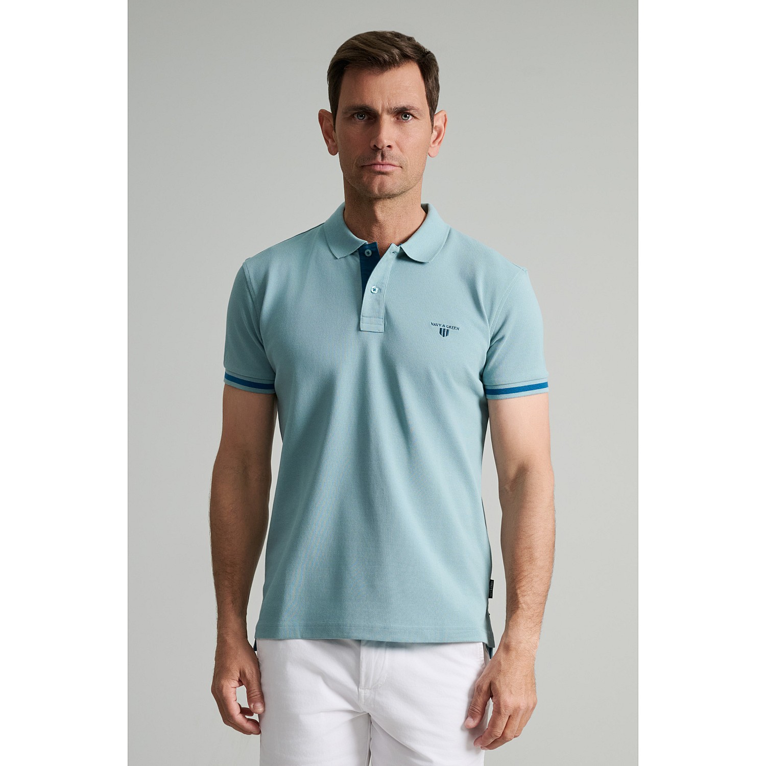 Navy & Green Ανδρική Μπλούζα Polo 100% Βαμβάκι