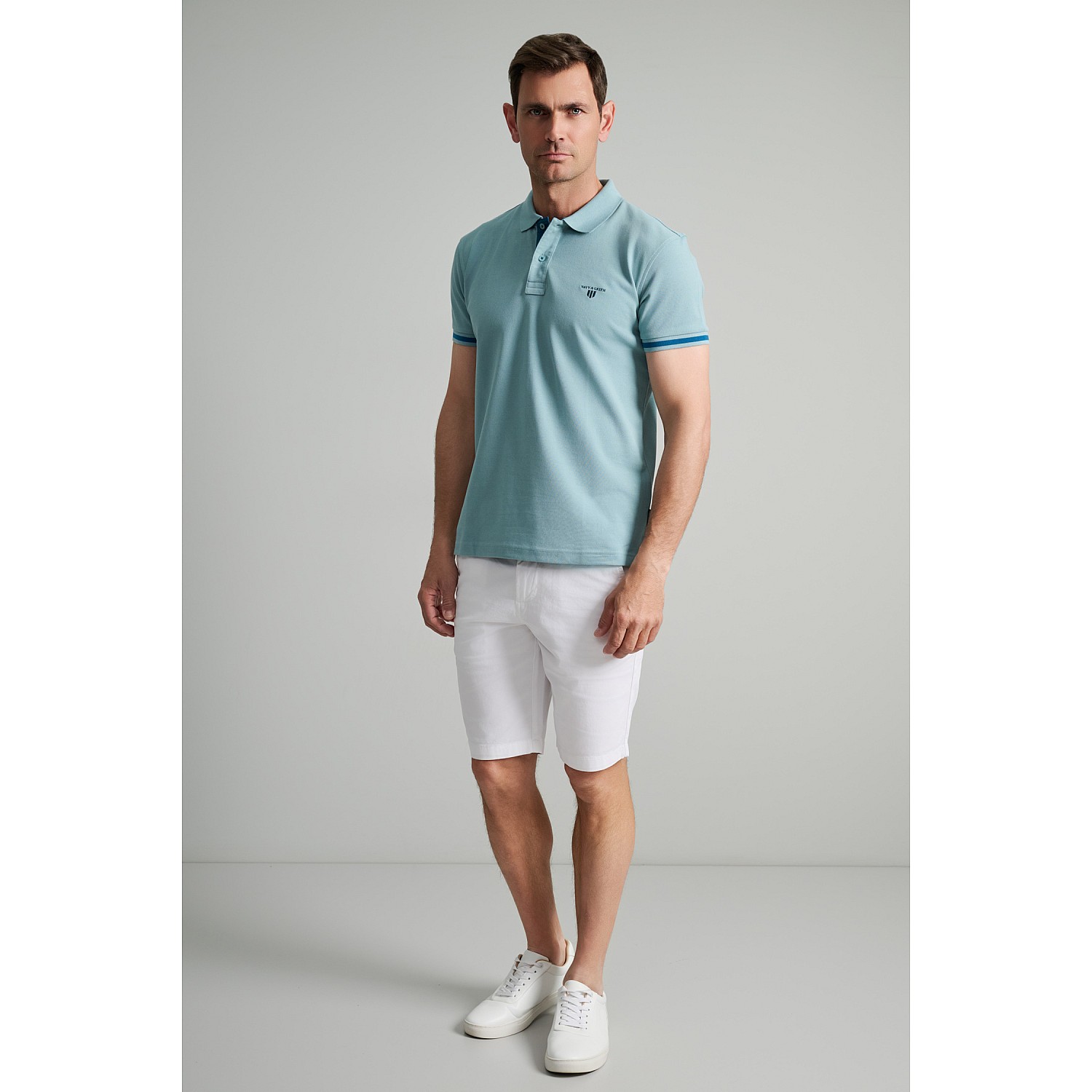 Navy & Green Ανδρική Μπλούζα Polo 100% Βαμβάκι