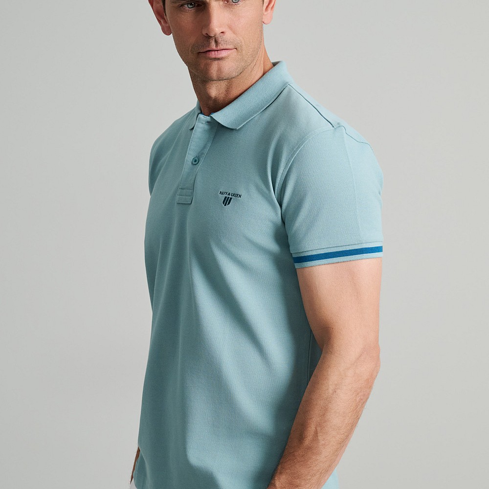 Navy & Green Ανδρική Μπλούζα Polo 100% Βαμβάκι