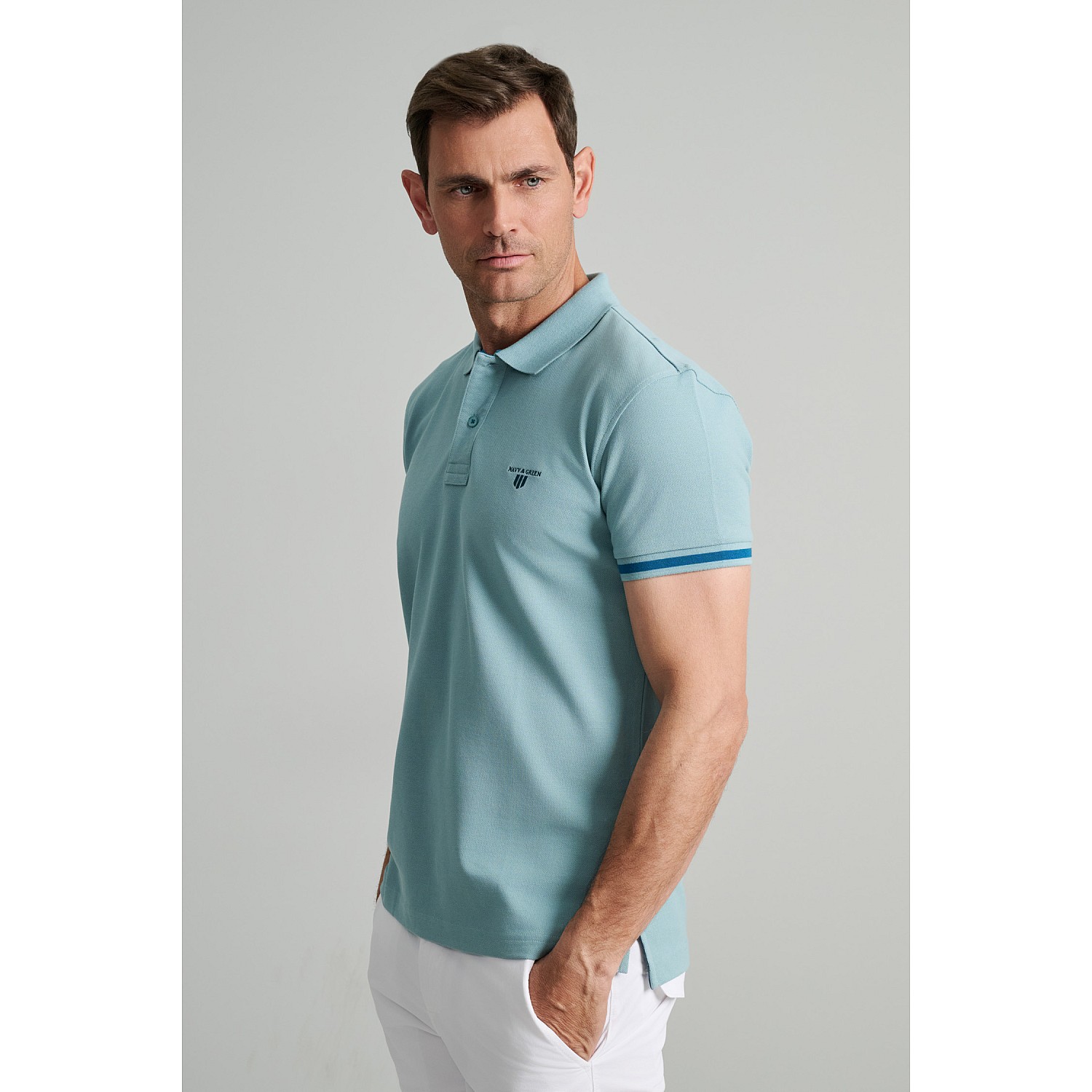 Navy & Green Ανδρική Μπλούζα Polo 100% Βαμβάκι