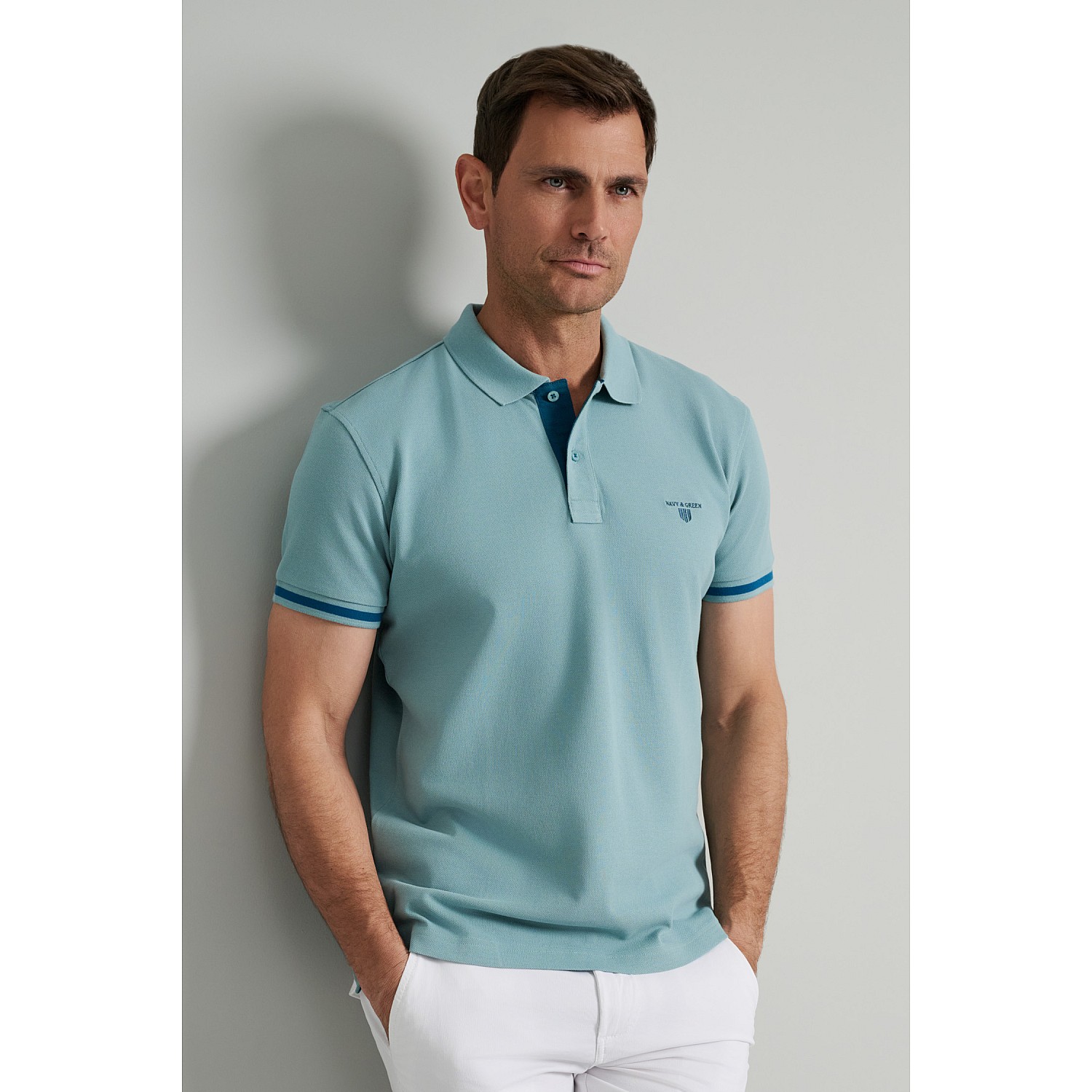 Navy & Green Ανδρική Μπλούζα Polo 100% Βαμβάκι
