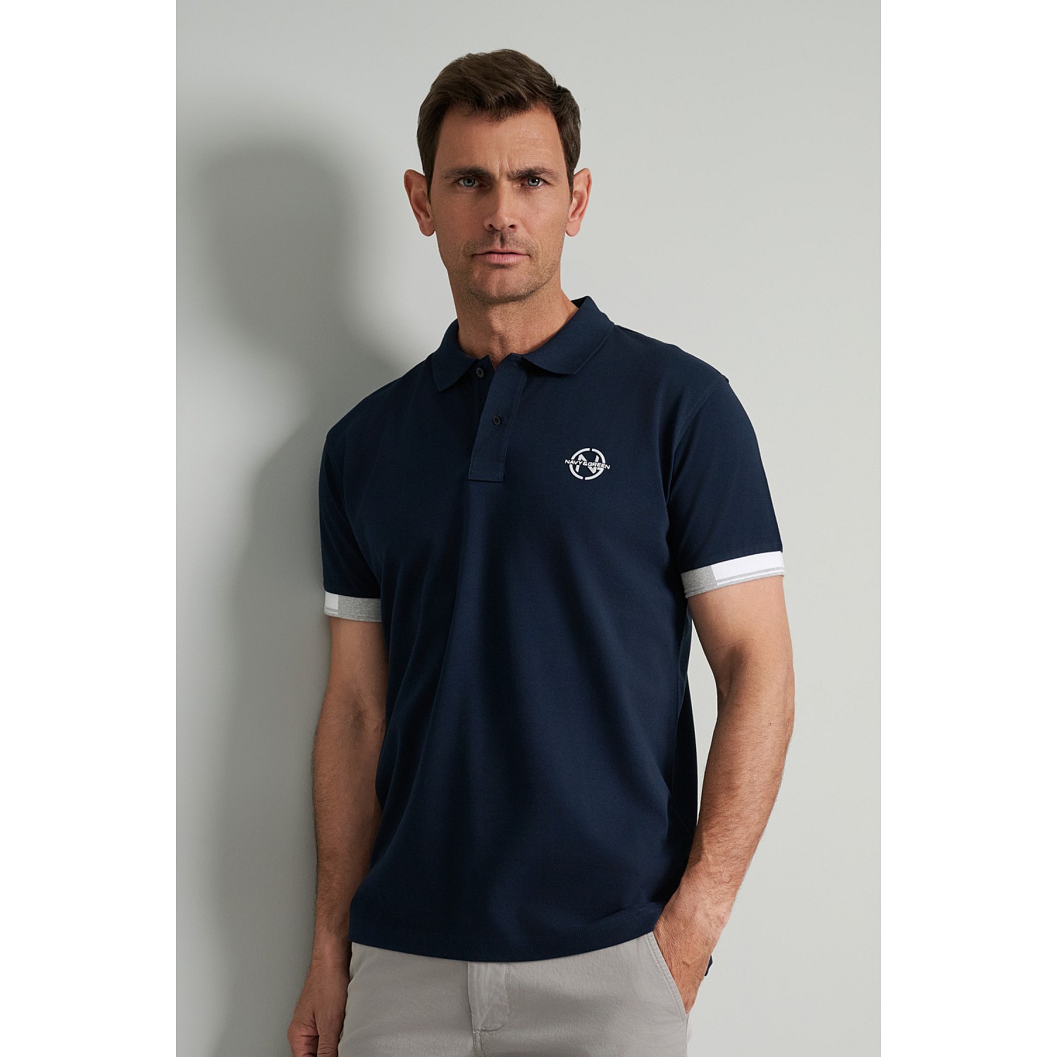 Navy & Green Ανδρική Μπλούζα Polo 100% Βαμβάκι