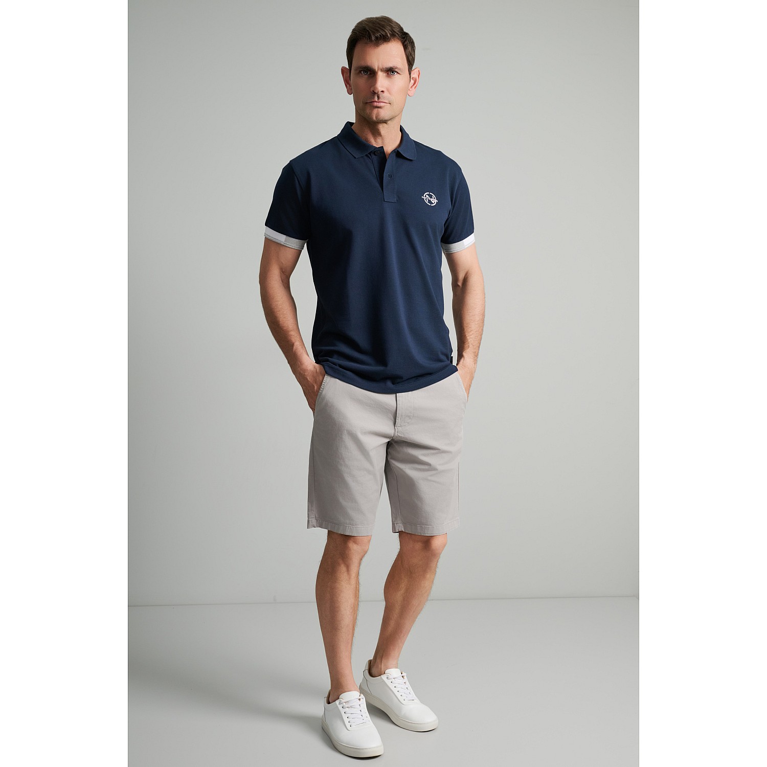 Navy & Green Ανδρική Μπλούζα Polo 100% Βαμβάκι