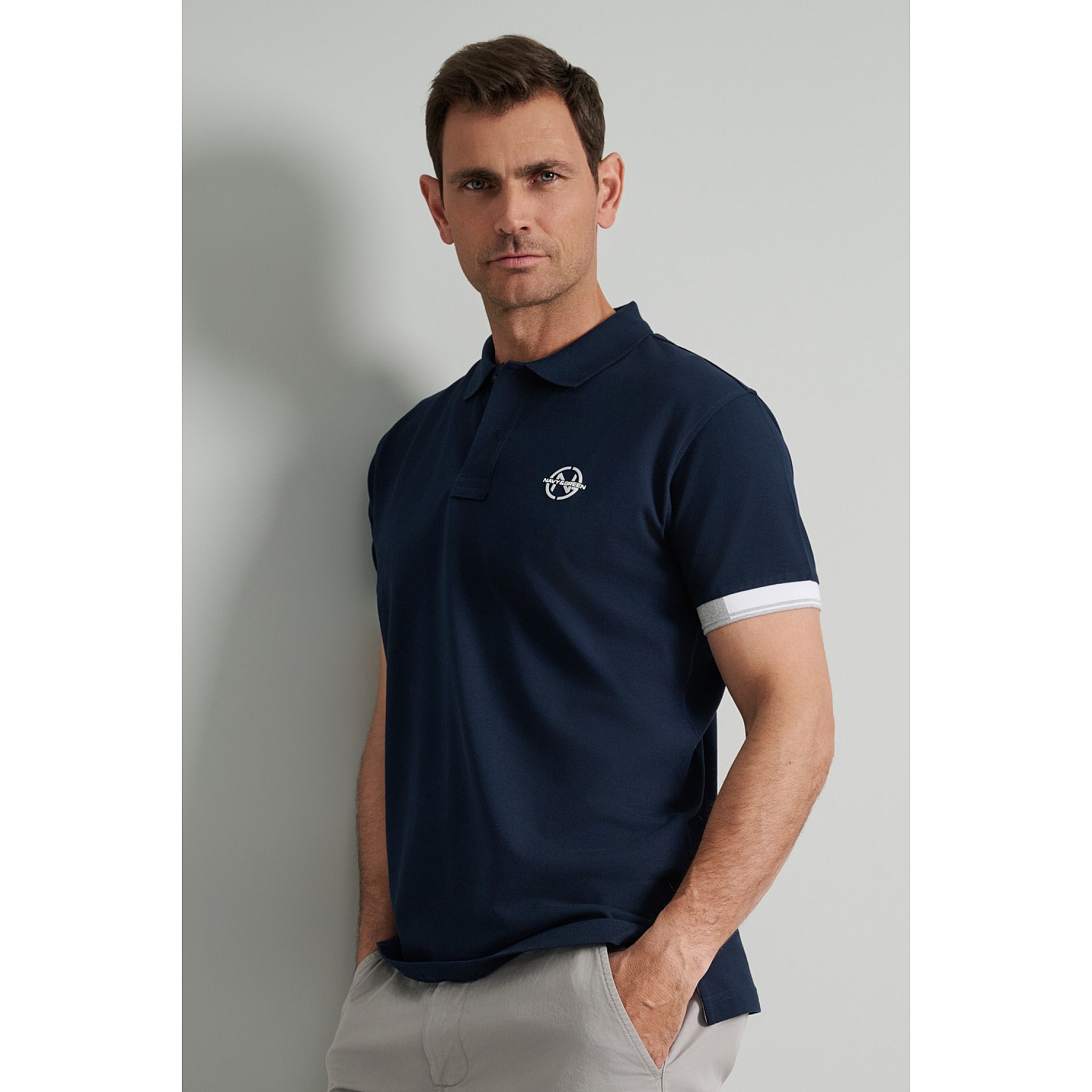 Navy & Green Ανδρική Μπλούζα Polo 100% Βαμβάκι