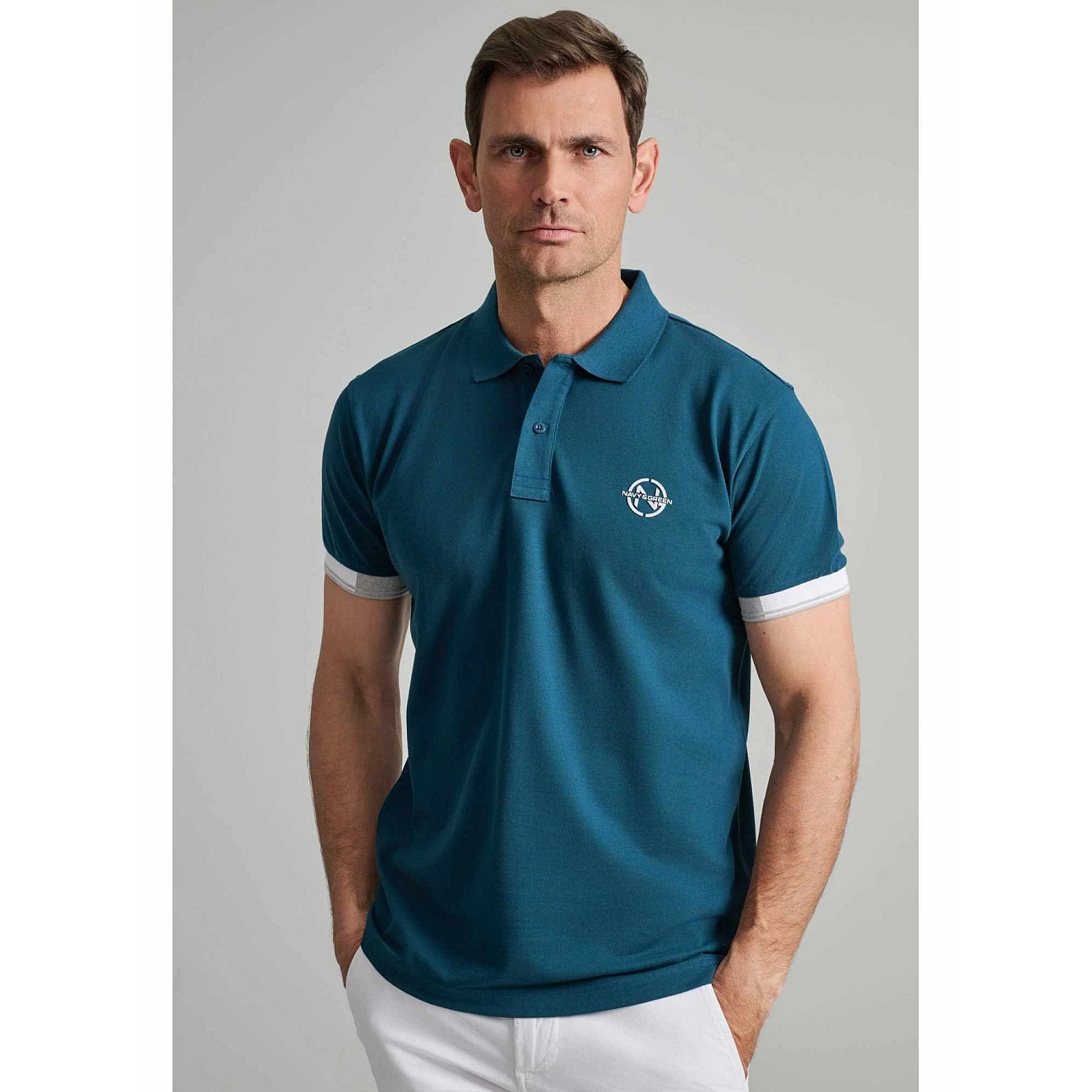 Navy & Green Ανδρική Μπλούζα Polo 100% Βαμβάκι