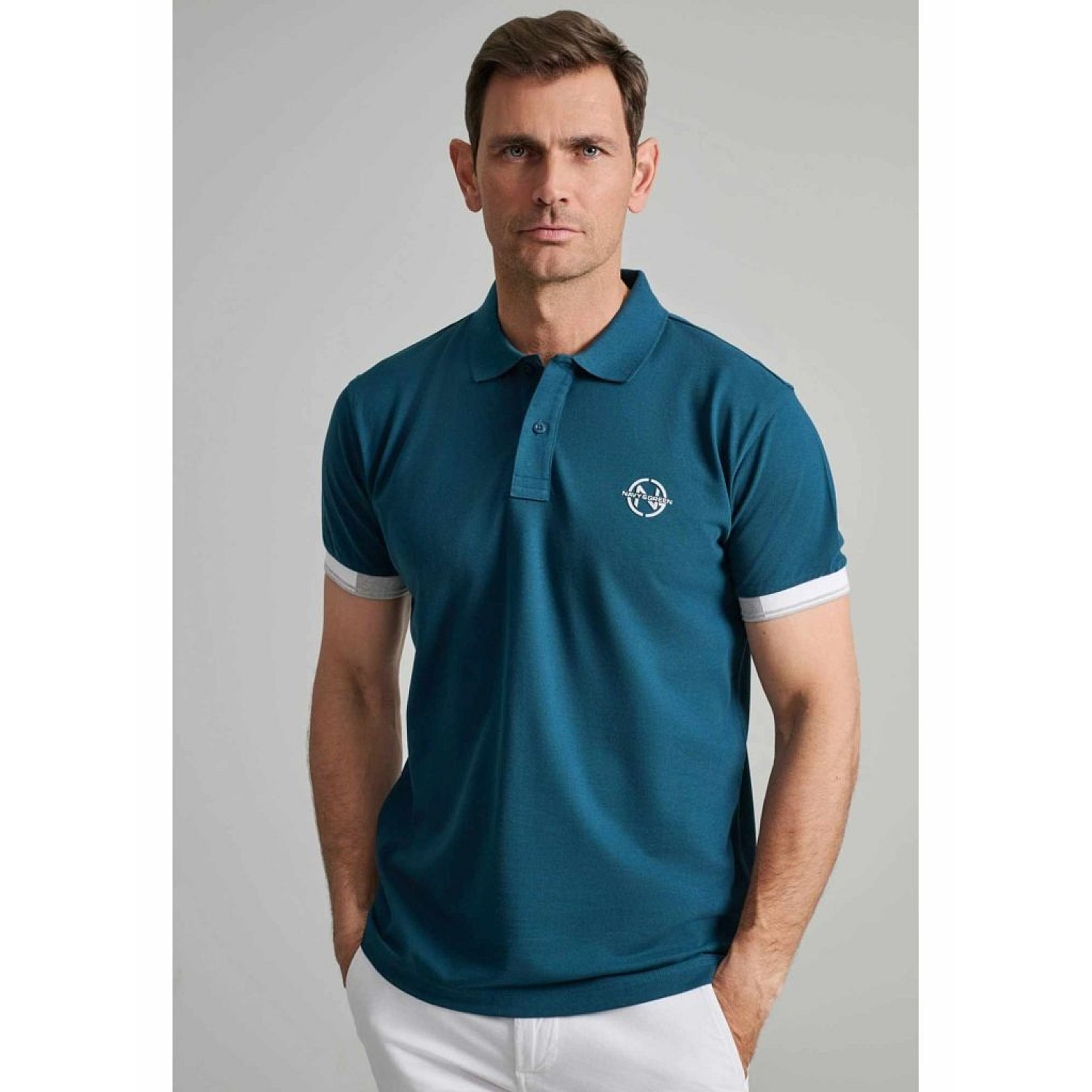 Navy & Green Ανδρική Μπλούζα Polo 100% Βαμβάκι