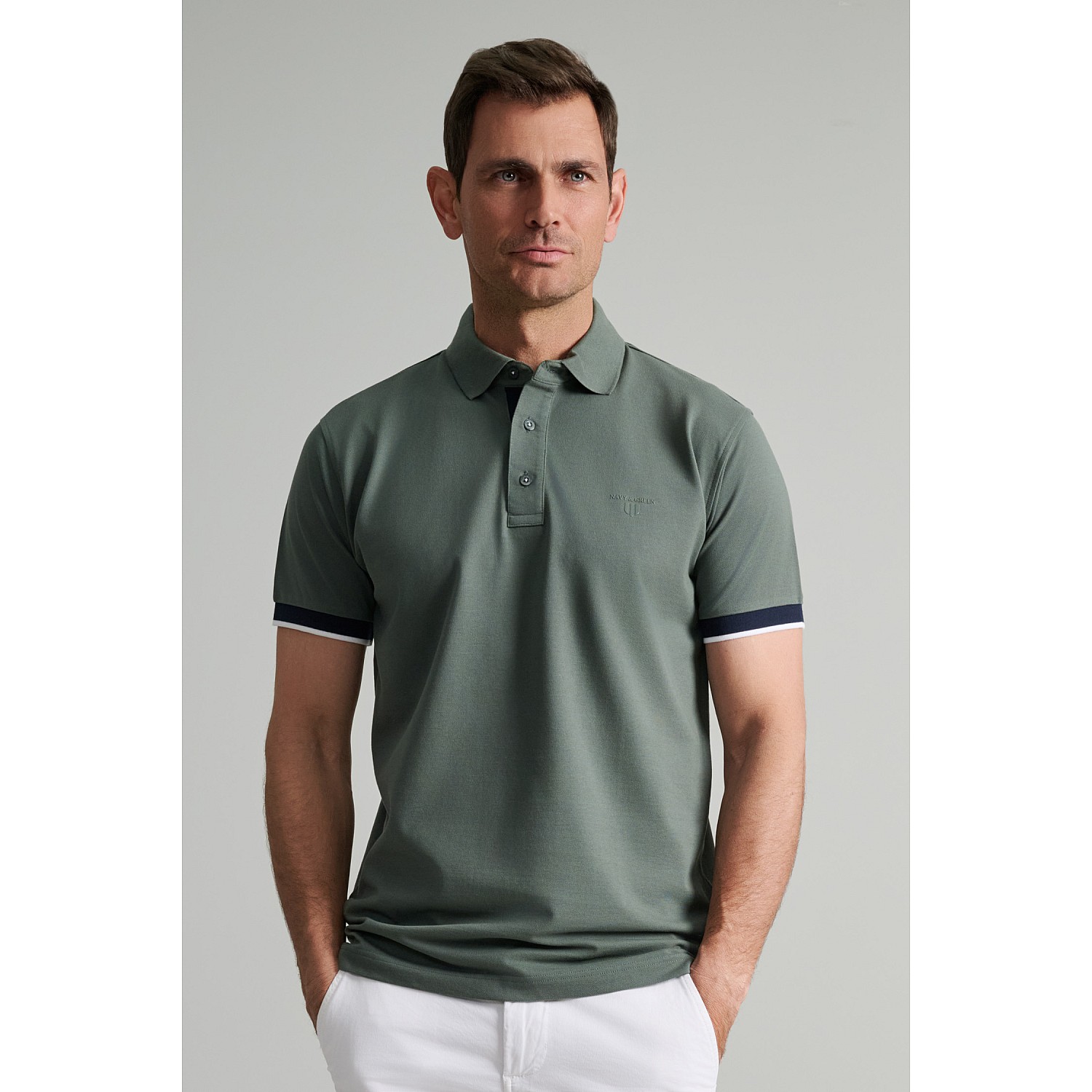 Navy & Green Ανδρική Μπλούζα Polo 100% Βαμβάκι