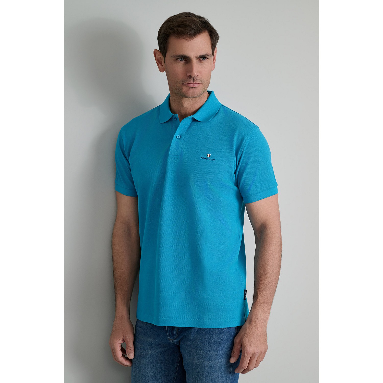 Navy & Green Ανδρική Μπλούζα Polo 100% Βαμβάκι