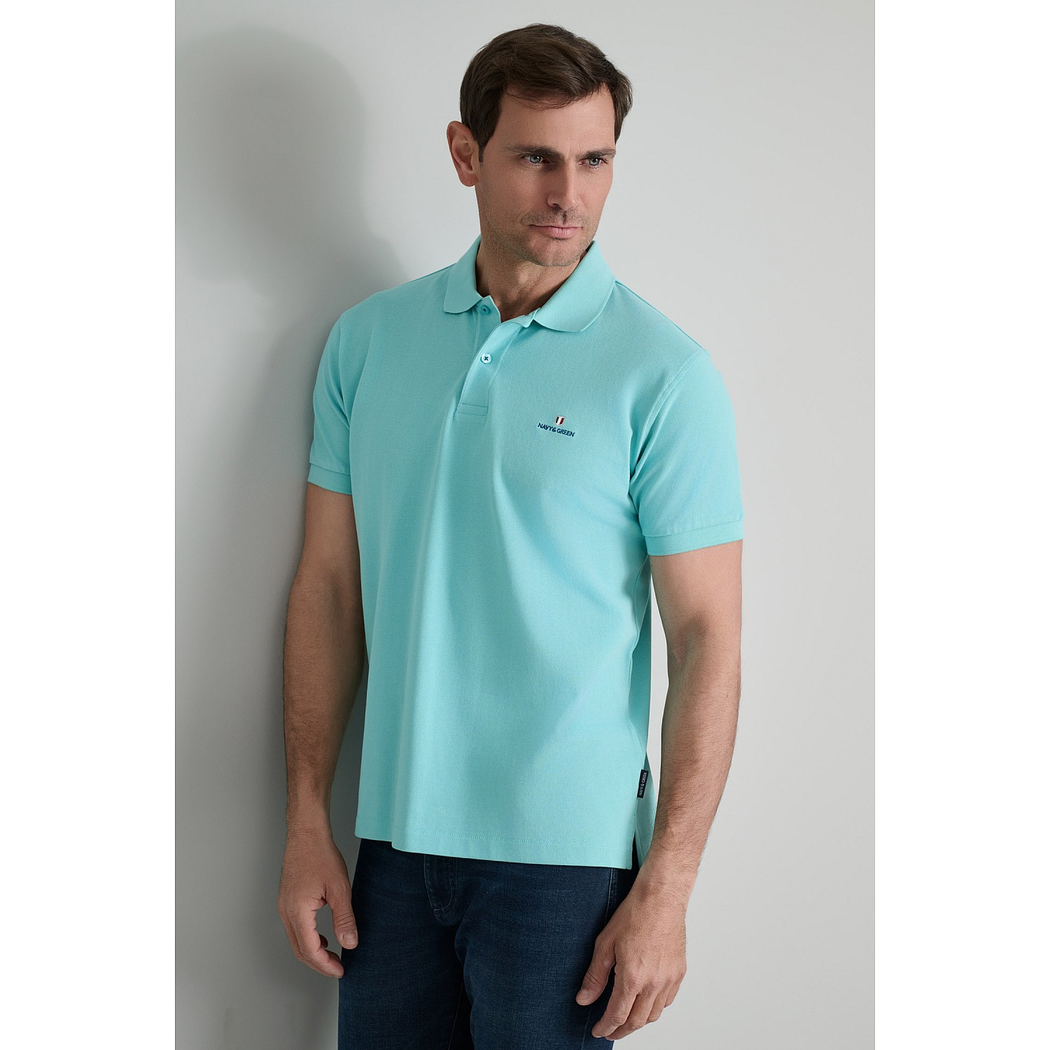 Navy & Green Ανδρική Μπλούζα Polo 100% Βαμβάκι