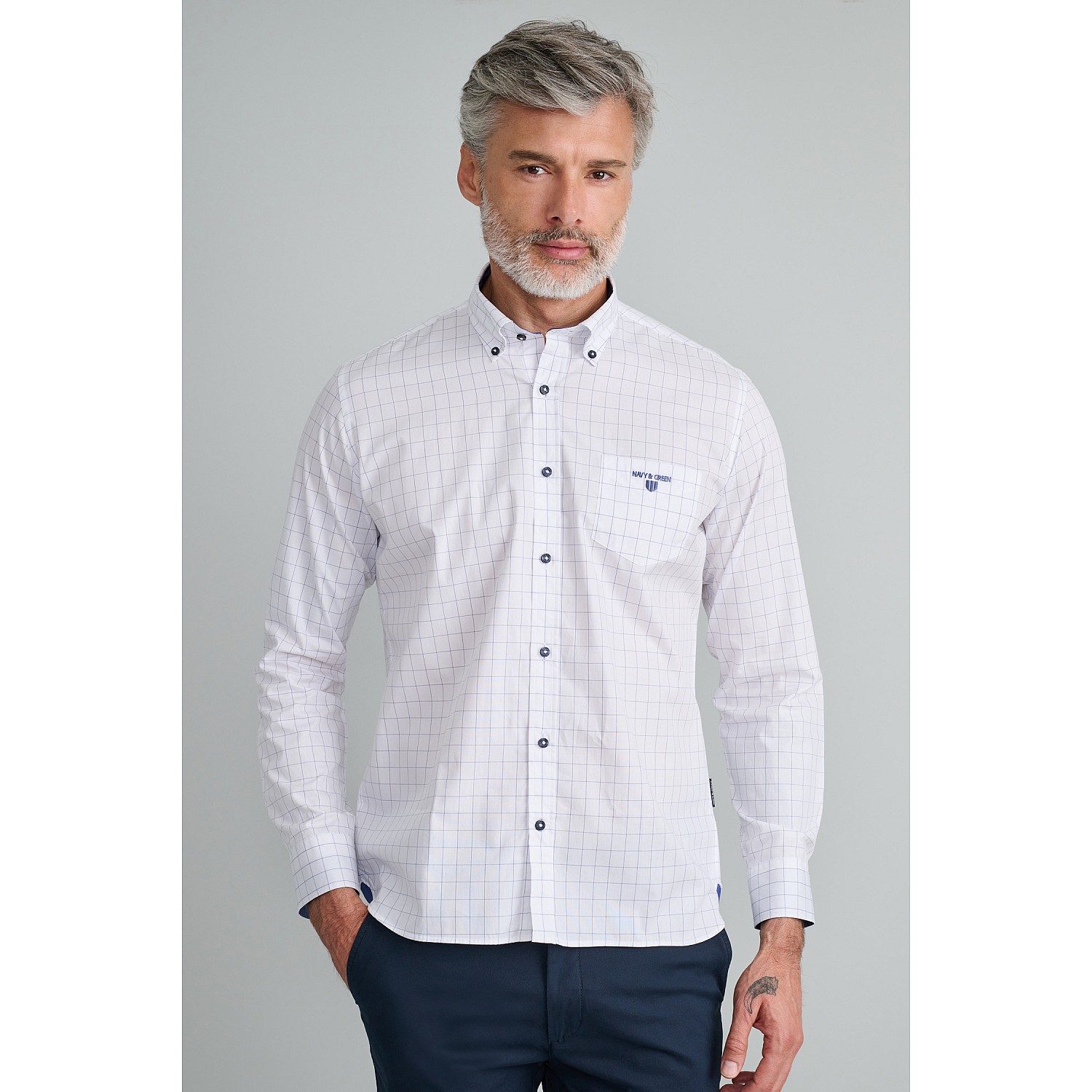 Navy & Green Ανδρικό Πουκάμισο Comfort Fit