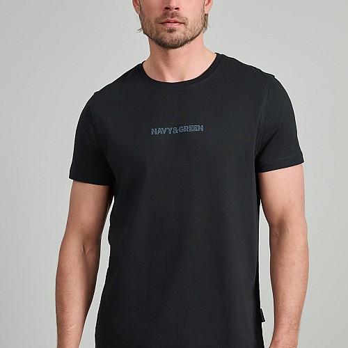Navy & Green Ανδρικό T-Shirt Custom Fit 100% Βαμβάκι