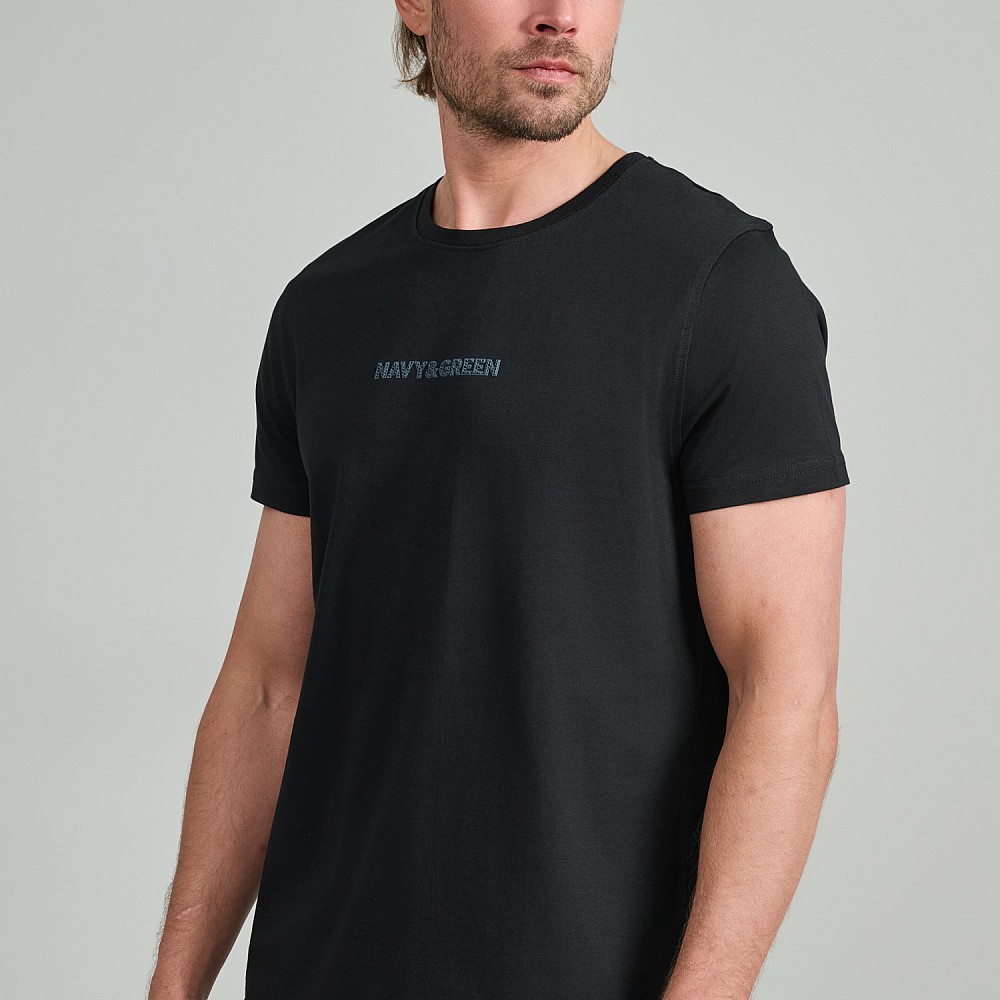 Navy & Green Ανδρικό T-Shirt Custom Fit 100% Βαμβάκι