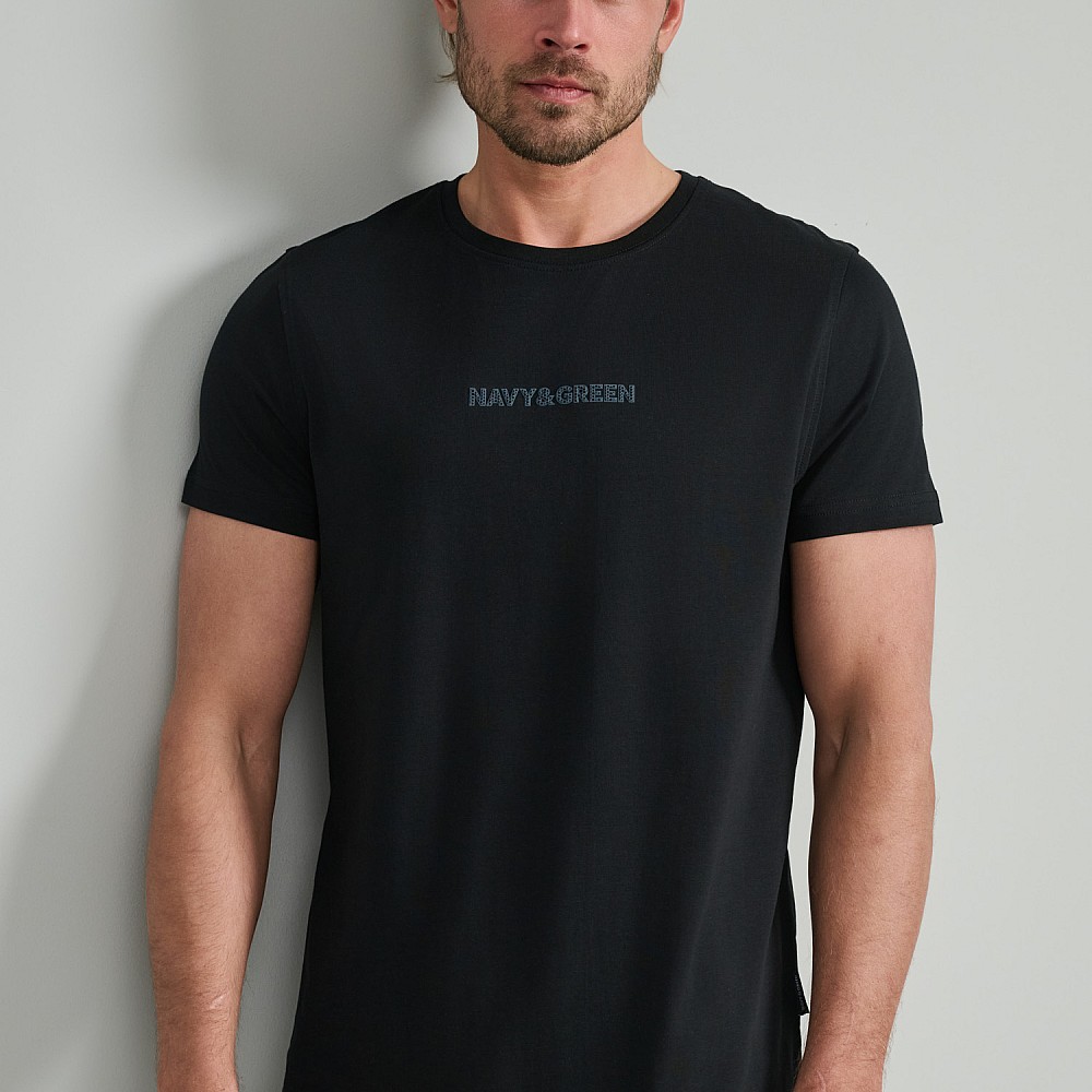 Navy & Green Ανδρικό T-Shirt Custom Fit 100% Βαμβάκι