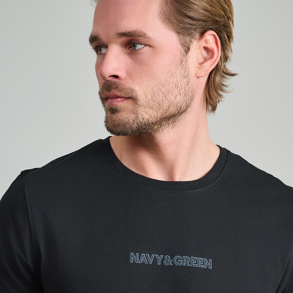 Navy & Green Ανδρικό T-Shirt Custom Fit 100% Βαμβάκι