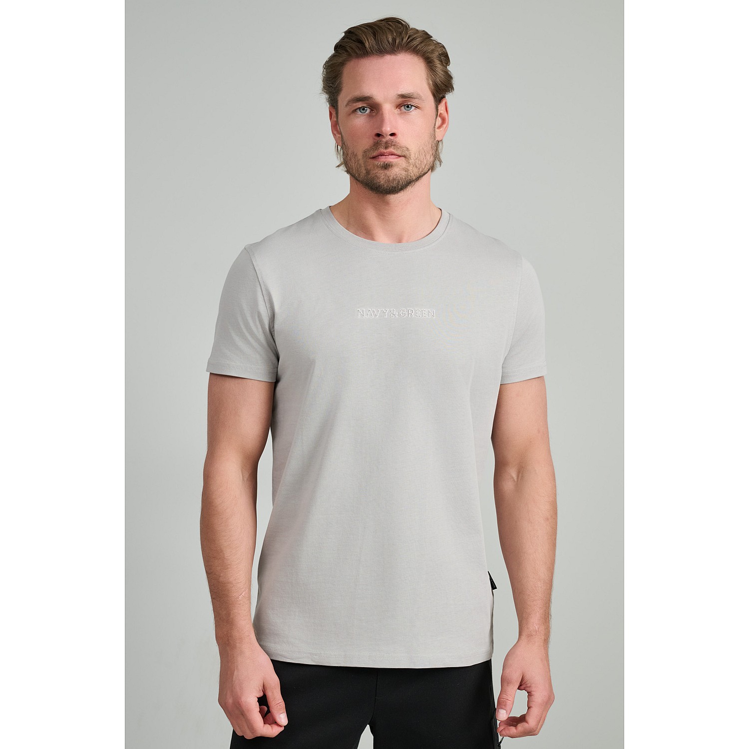 Navy & Green Ανδρικό T-Shirt Custom Fit 100% Βαμβάκι