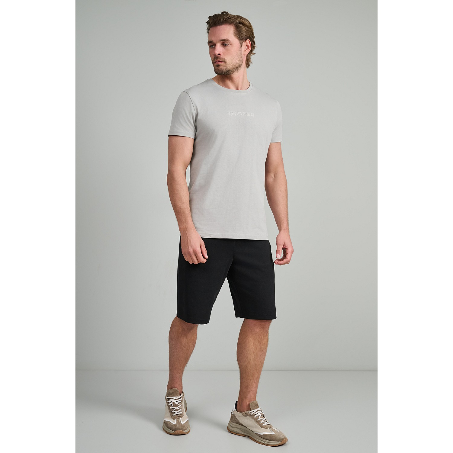 Navy & Green Ανδρικό T-Shirt Custom Fit 100% Βαμβάκι