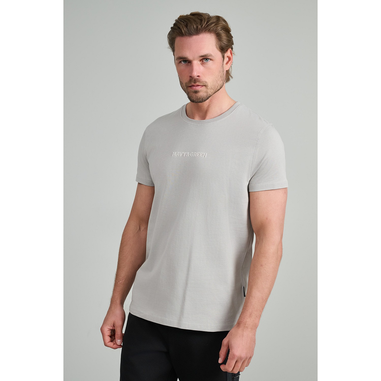 Navy & Green Ανδρικό T-Shirt Custom Fit 100% Βαμβάκι