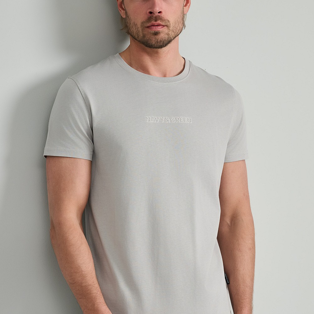 Navy & Green Ανδρικό T-Shirt Custom Fit 100% Βαμβάκι