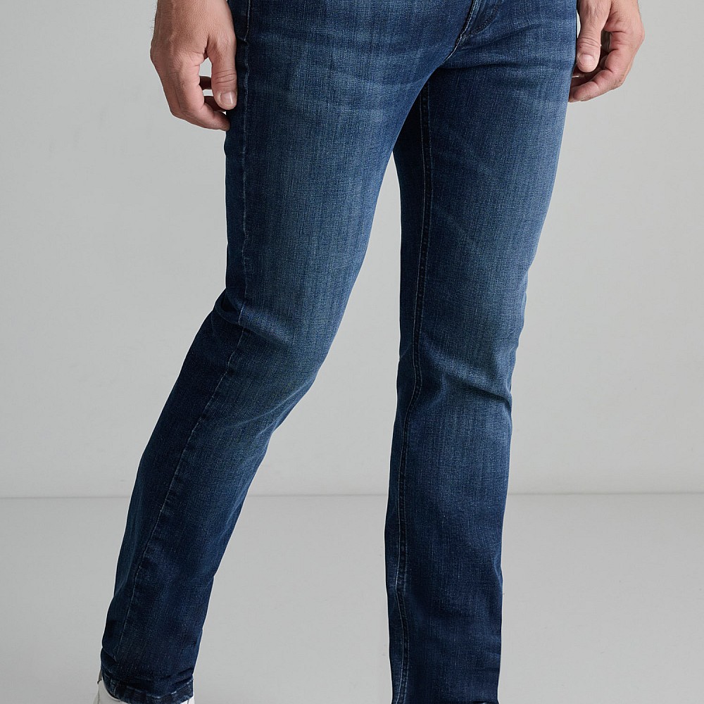 Navy & Green Ανδρικό Jean Παντελόνι Low Waist
