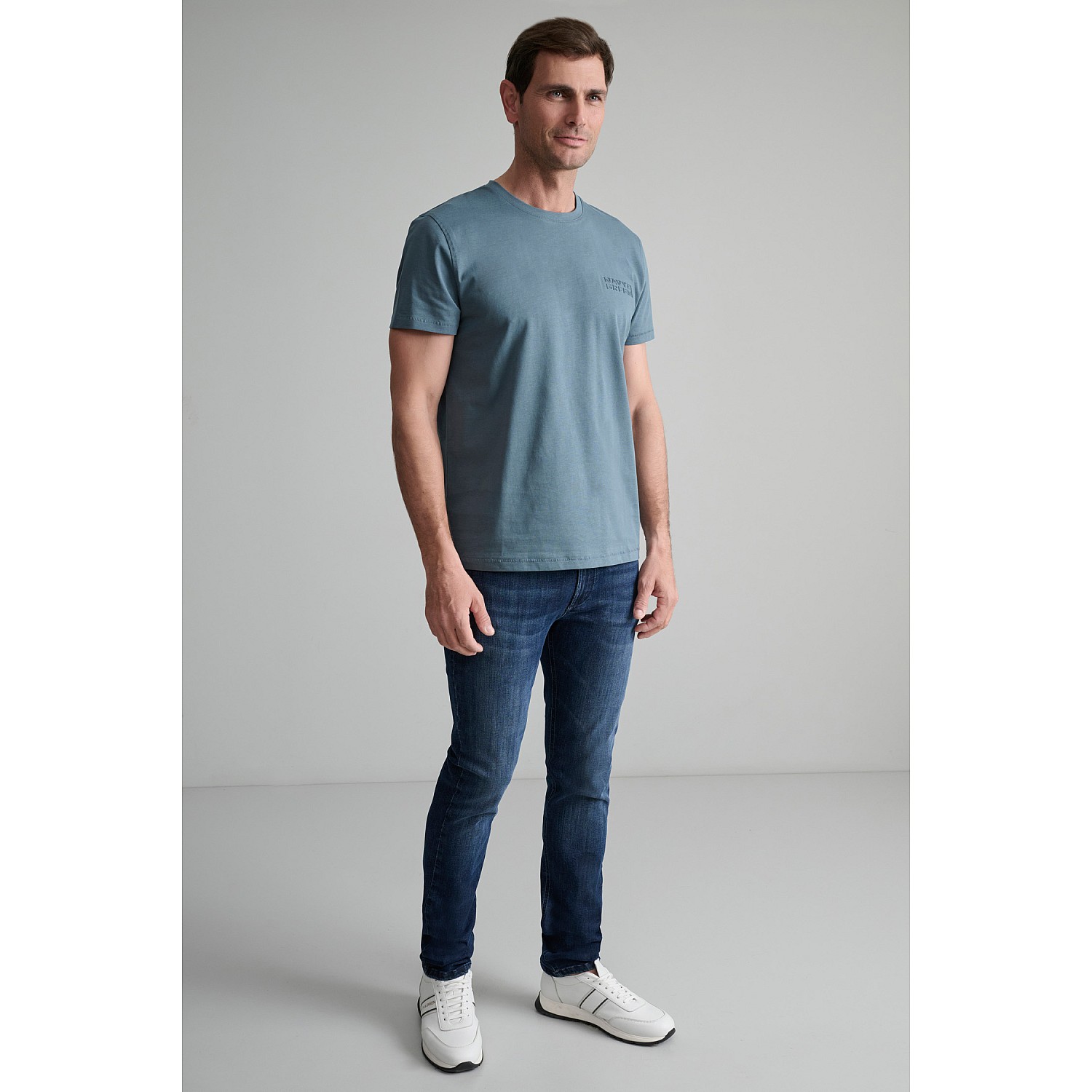 Navy & Green Ανδρικό Jean Παντελόνι Low Waist