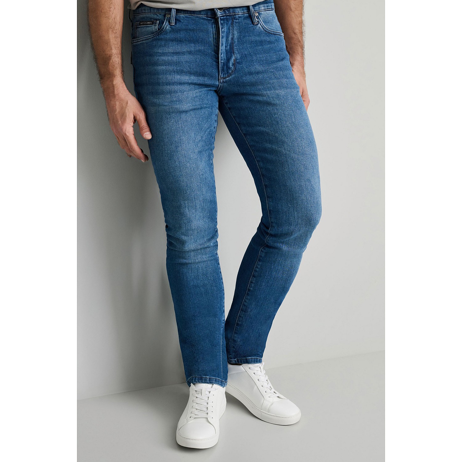 Navy & Green Ανδρικό Jean Παντελόνι Low Waist