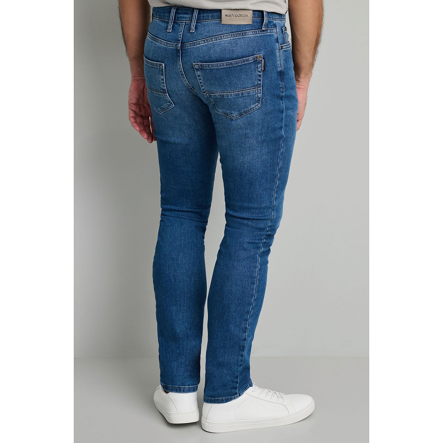 Navy & Green Ανδρικό Jean Παντελόνι Low Waist
