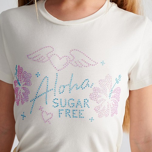 Sugarfree Κοντομανικη Παιδικη Βαμβακερη Μπλουζα Με Στρας