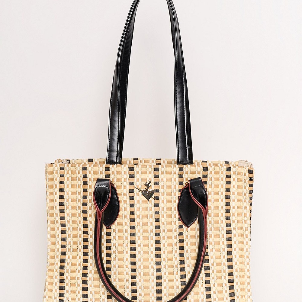 Sugarfree Ψαθινη Τσαντα Shopper Με Τυπωμα