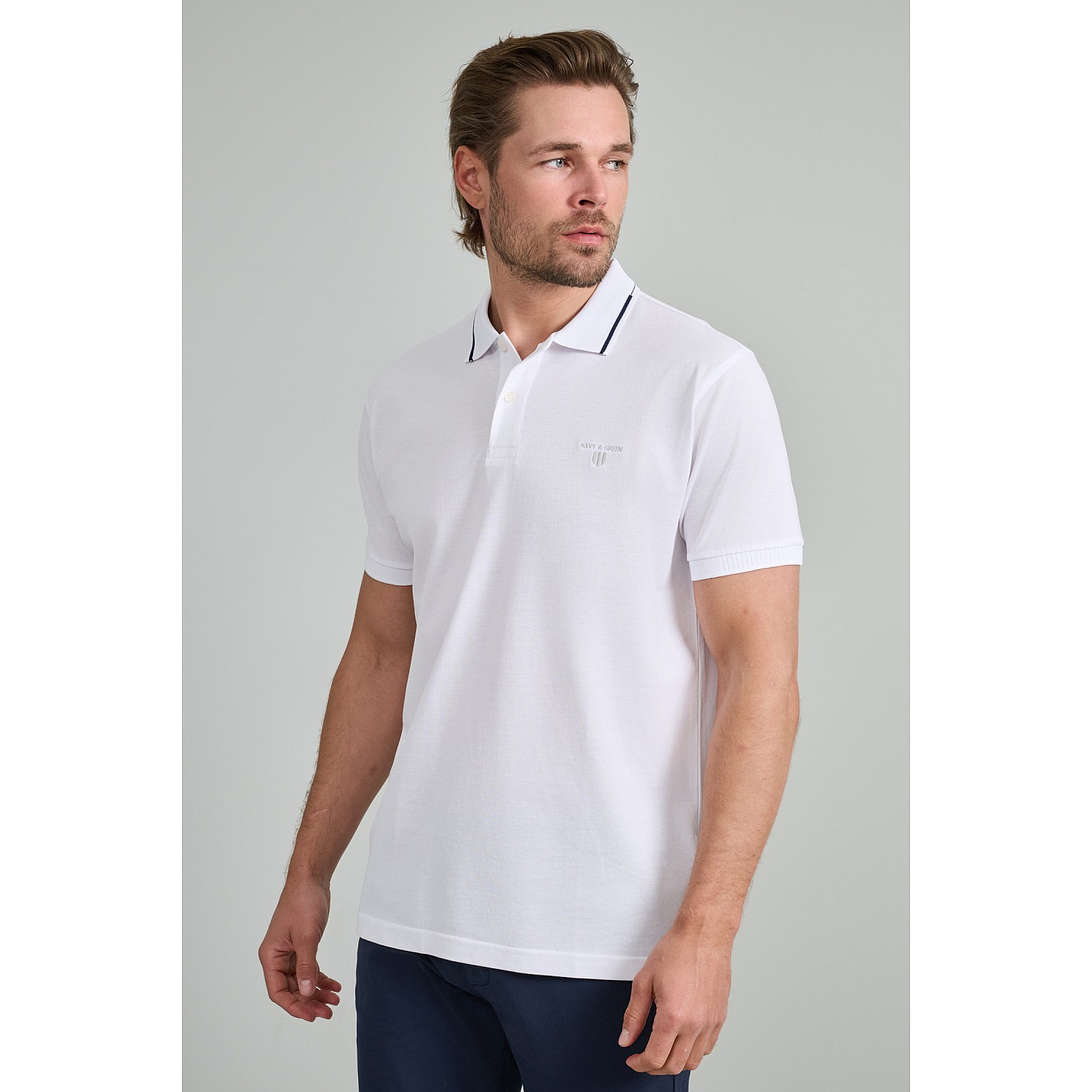 Navy & Green Ανδρική Μπλούζα Polo 100% Βαμβάκι