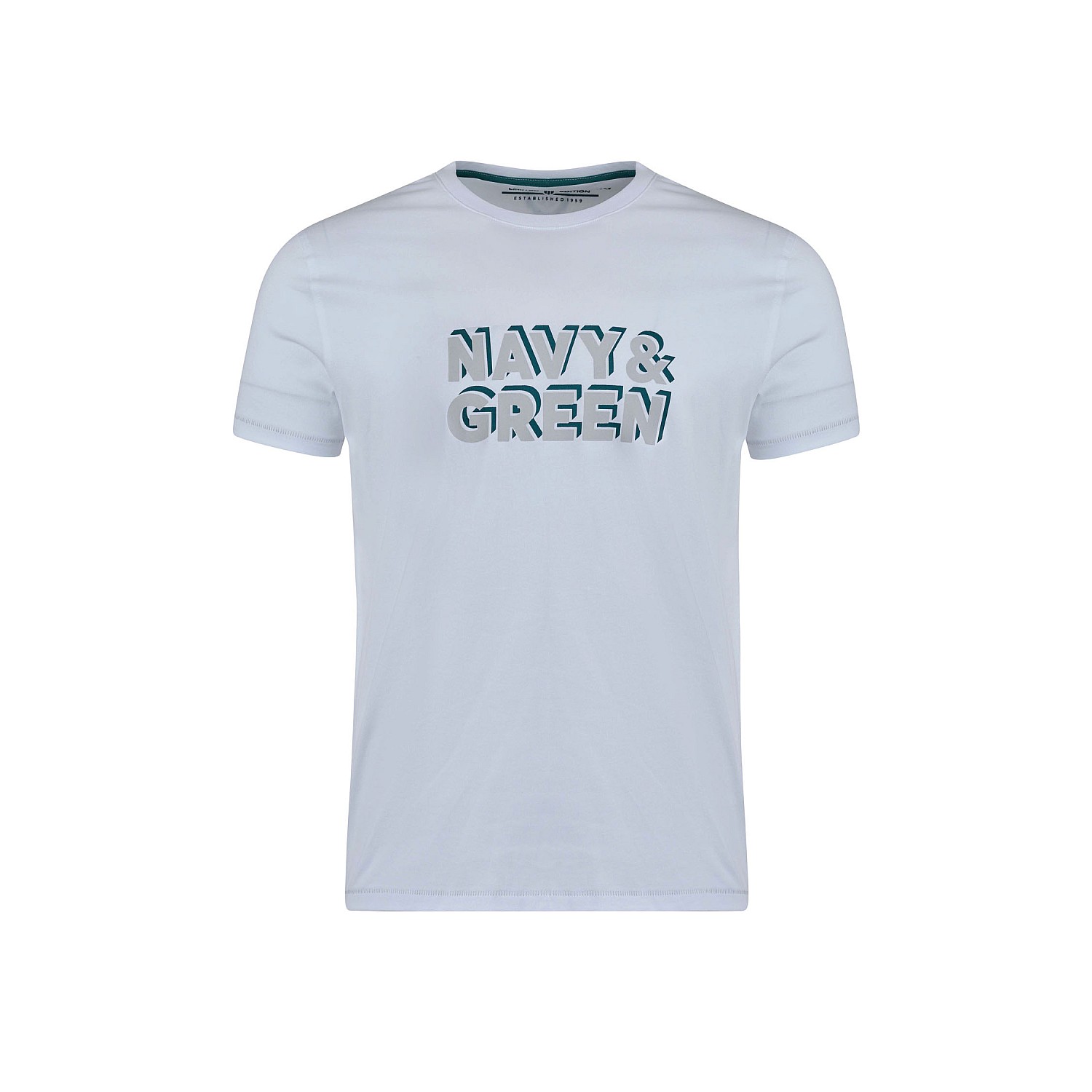 Navy & Green Ανδρικό T-Shirt Custom Fit 100% Βαμβάκι