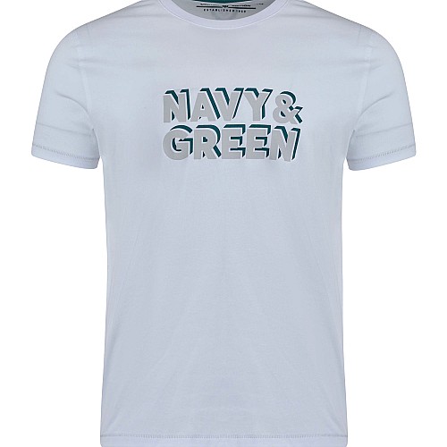 Navy & Green Ανδρικό T-Shirt Custom Fit 100% Βαμβάκι