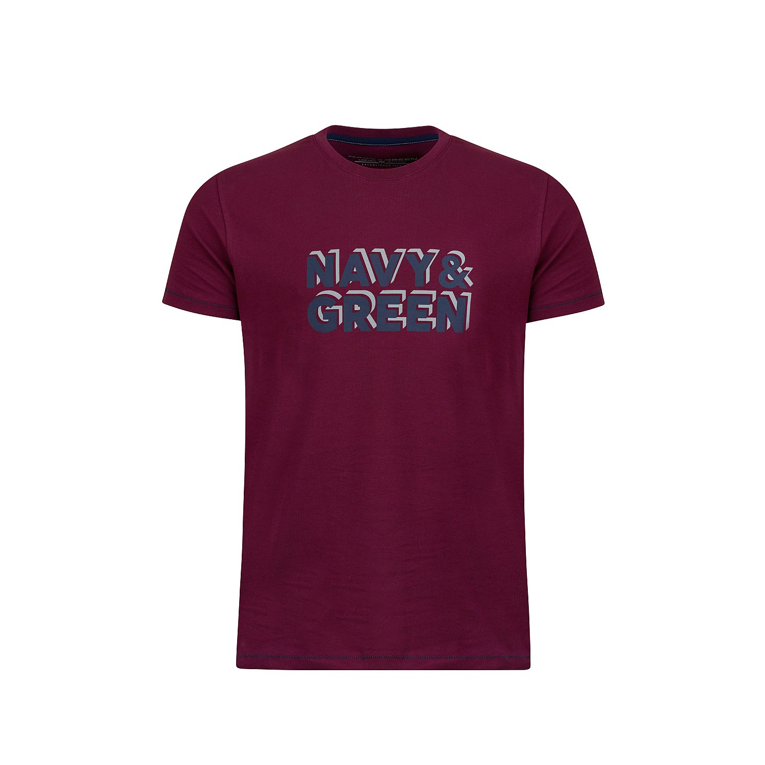 Navy & Green Ανδρικό T-Shirt Custom Fit 100% Βαμβάκι