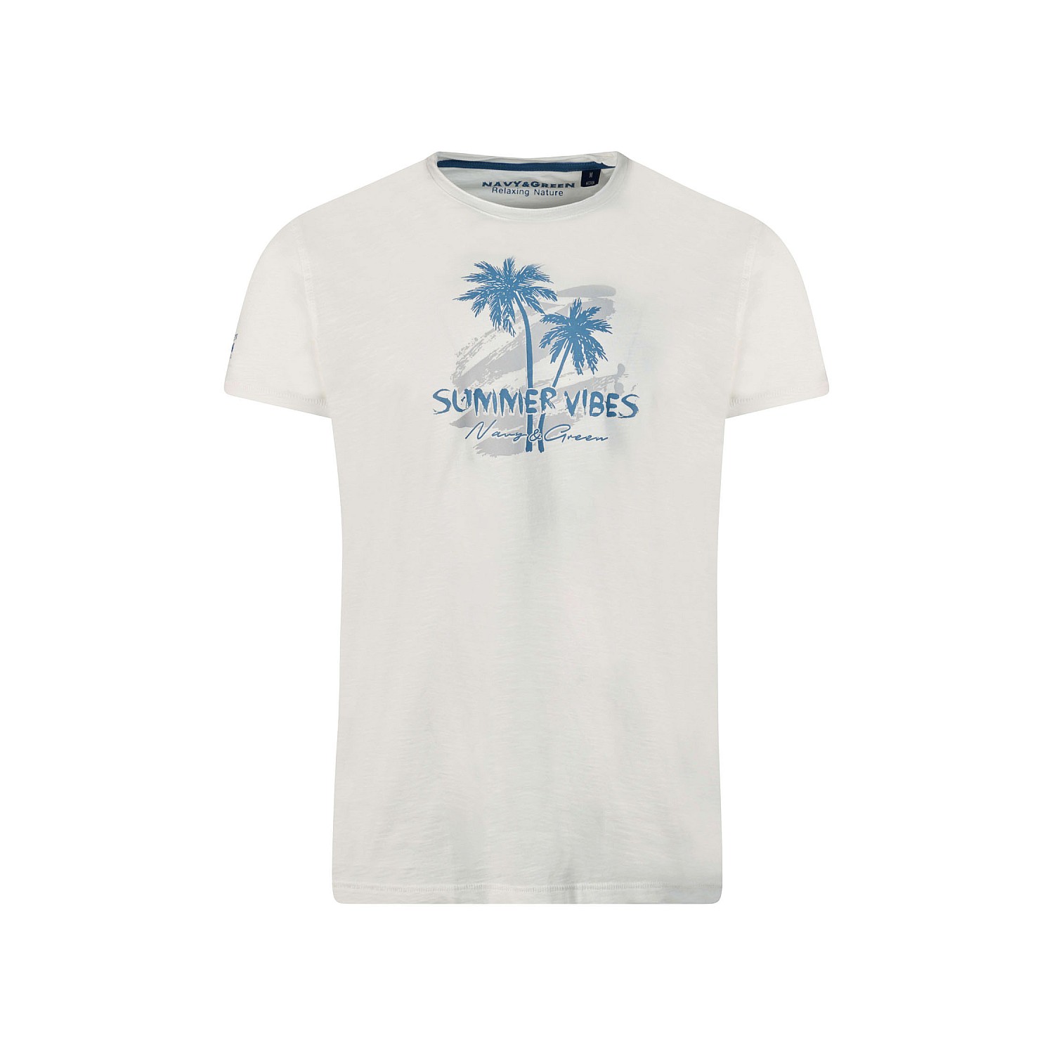 Navy & Green Ανδρικό T-Shirt Custom Fit 100% Βαμβάκι