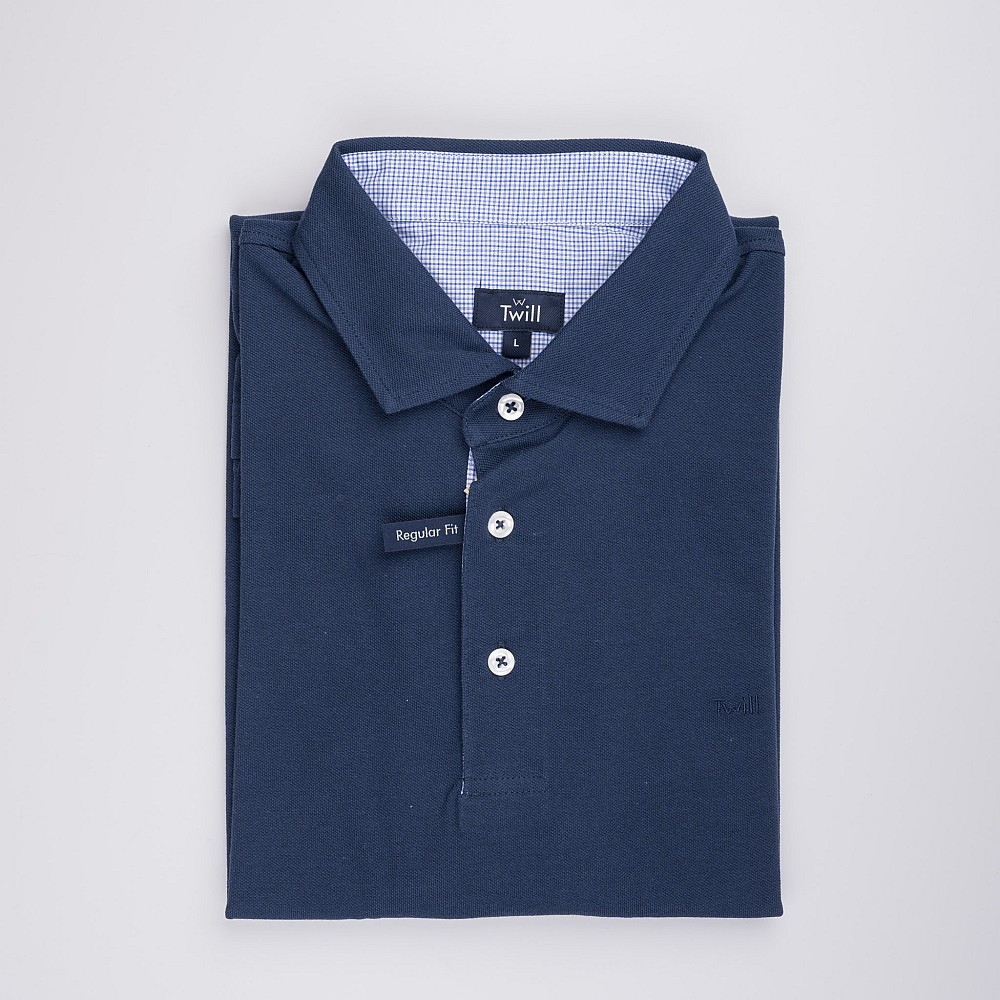 Twill Ανδρικό POLO K.M 100% COTTON ΜΟΝΟΧΡΩΜΟ ΜΕ ΣΤΟΛΙΣΜΑ