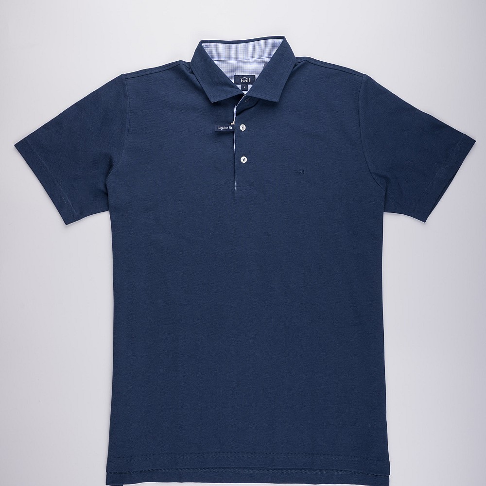 Twill Ανδρικό POLO K.M 100% COTTON ΜΟΝΟΧΡΩΜΟ ΜΕ ΣΤΟΛΙΣΜΑ