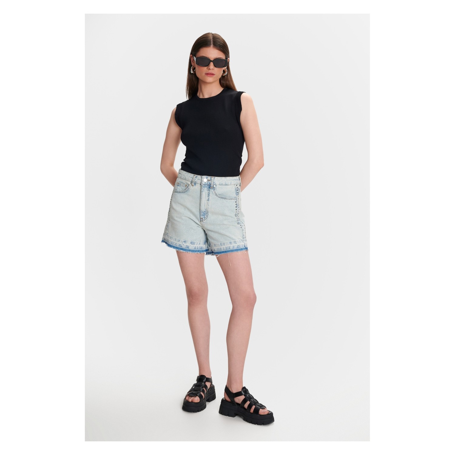 ALE Τζιν σορτς με ασημένια τρουκς Jeans