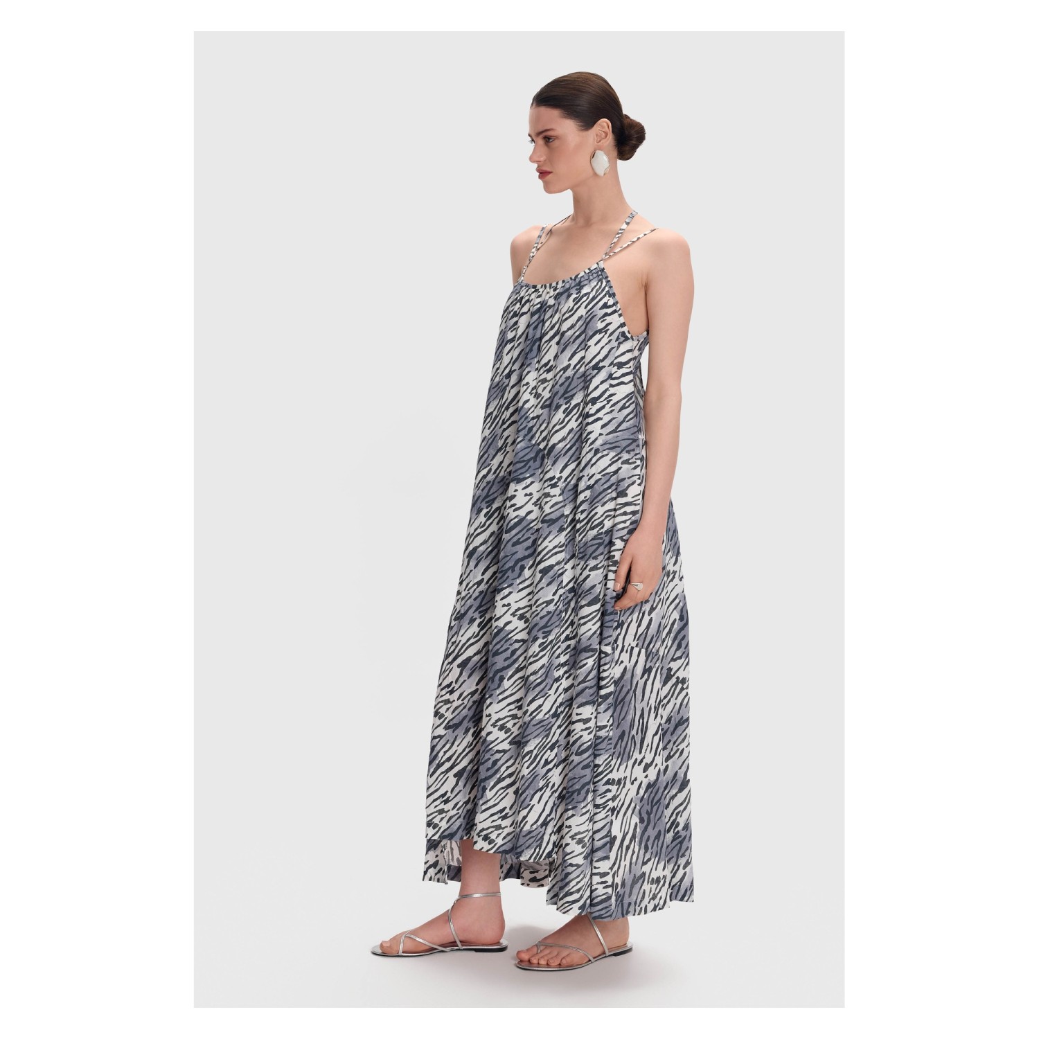 ALE Φόρεμα μακρύ zebra print